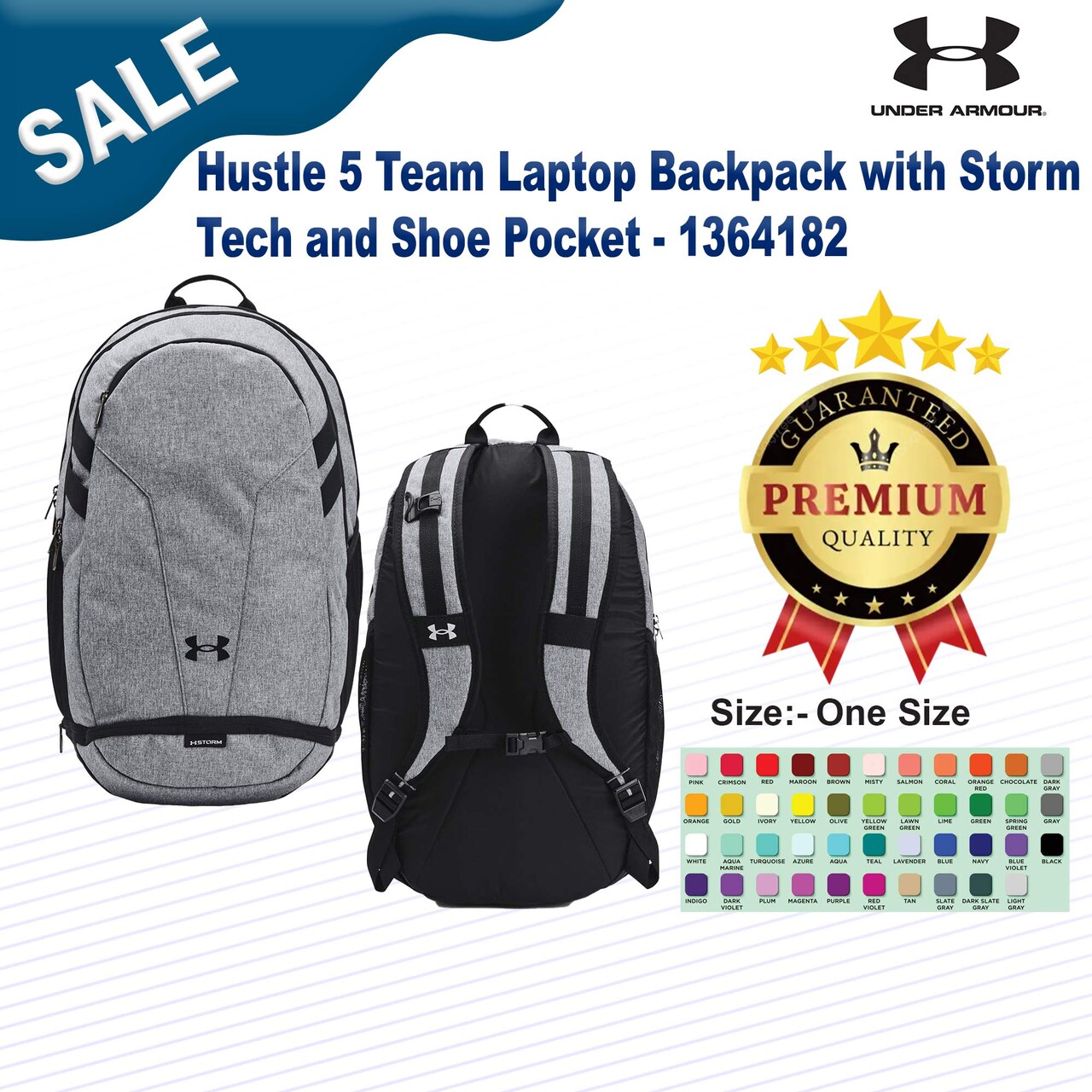 Under Armour® Hustle 6.0 Backpack with Storm Tech Laptop Sleeve and Shoe Pocket